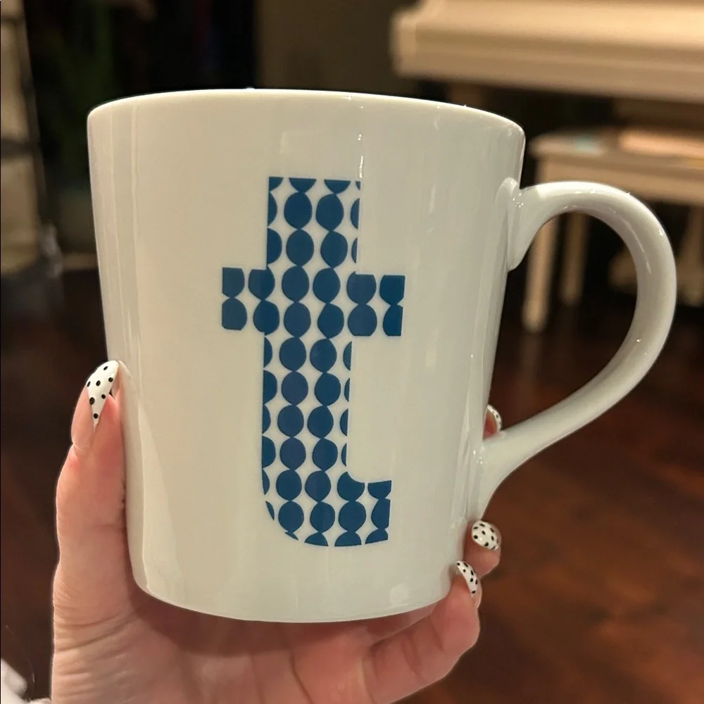 Blue Patterned Mug “T”